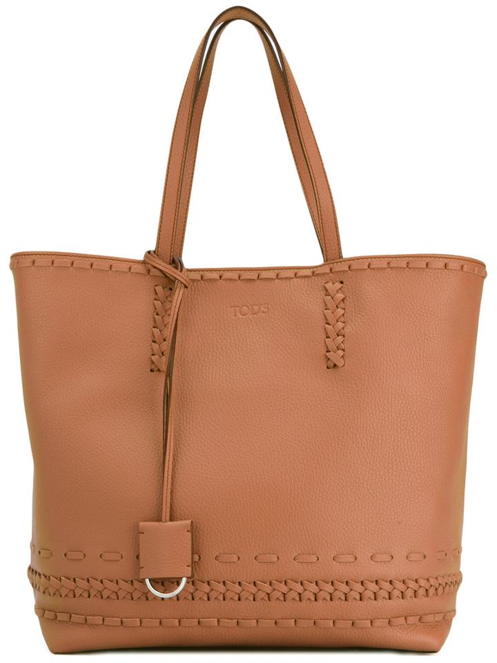 Tod's - Braided Details Tote - Women - Calf Leather/leather/suede - One Size, Nude/neutrals, Calf Leather/leather/suede