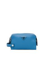 Prada Logo Plaque Hand Strap Clutch - Blue