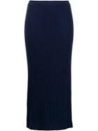 Allude Ribbed Knit Midi Skirt - Blue