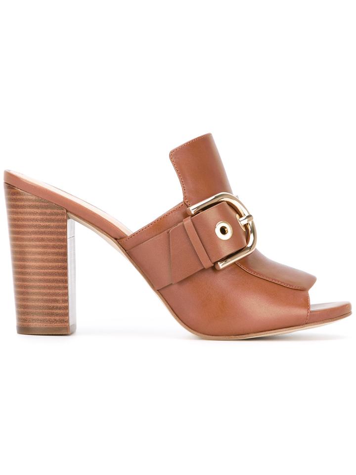 Michael Michael Kors Buckle Mules - Brown