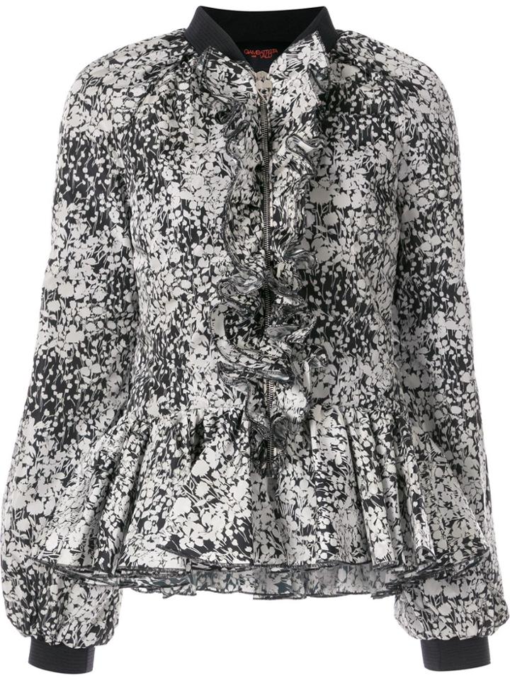 Giambattista Valli Floral Zipped Blouse - Black
