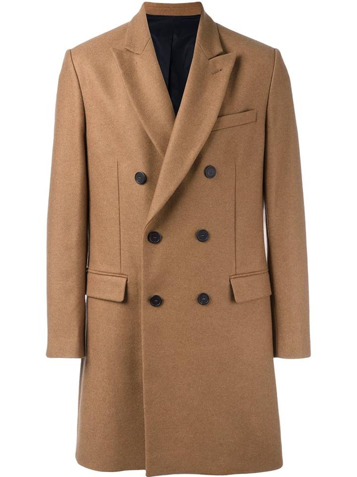 Ami Alexandre Mattiussi Double Breasted Coat, Men's, Size: 46, Nude/neutrals, Polyamide/wool/cotton/acetate