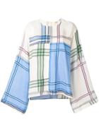 Ports 1961 Bell Sleeves Checked Blouse - White