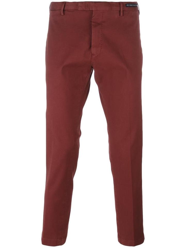 Pt01 Slim-fit Chinos, Men's, Size: 44, Red, Cotton/spandex/elastane