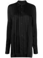 Masnada Pleated Longline Shirt - Black