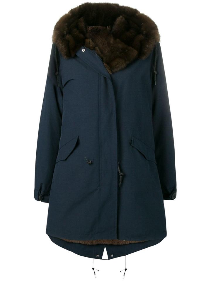 Liska Fur Lined Parka Coat - Blue
