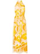 Emilio Pucci Rivera Print Halter Neck Silk Chiffon Dress - Yellow