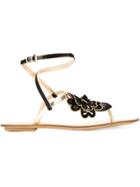 Etro Flower Flat Sandals - Metallic