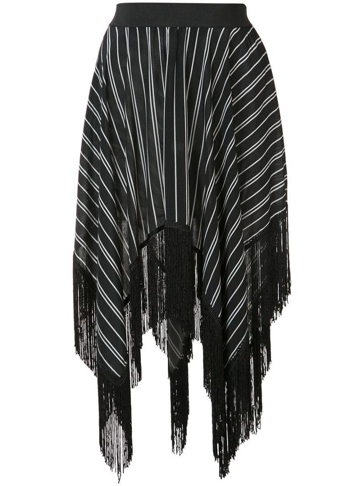 Preen By Thornton Bregazzi Asymmetric Fringed Skirt, Women's, Size: Small, Black, Viscose