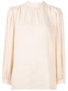 Christopher Kane Pleated Long Sleeve Blouse, Women's, Size: 38, Pink/purple, Silk