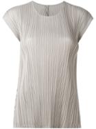 Pleats Please By Issey Miyake - Pleated Knitted Top - Women - Polyester - 3, Women's, Nude/neutrals, Polyester