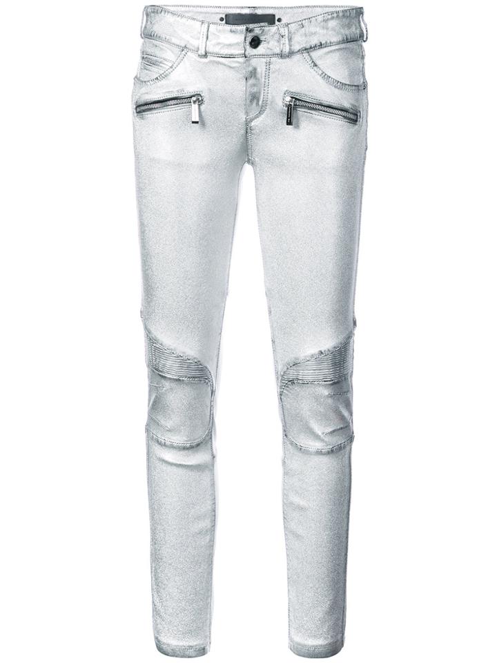 Barbara Bui Metallic Motorbike Leather Trousers