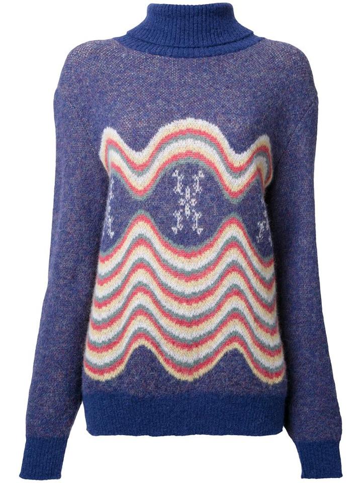Katharine Hamnett Wavy Intarsia Jumper, Women's, Size: 38, Pink/purple, Alpaca/nylon