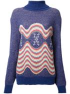 Katharine Hamnett Wavy Intarsia Jumper, Women's, Size: 38, Pink/purple, Alpaca/nylon