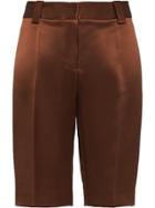Prada Double Satin Bermuda Shorts - Brown