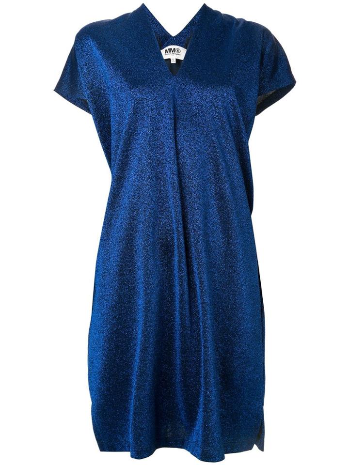 Mm6 Maison Margiela Lurex Shift Dress - Blue