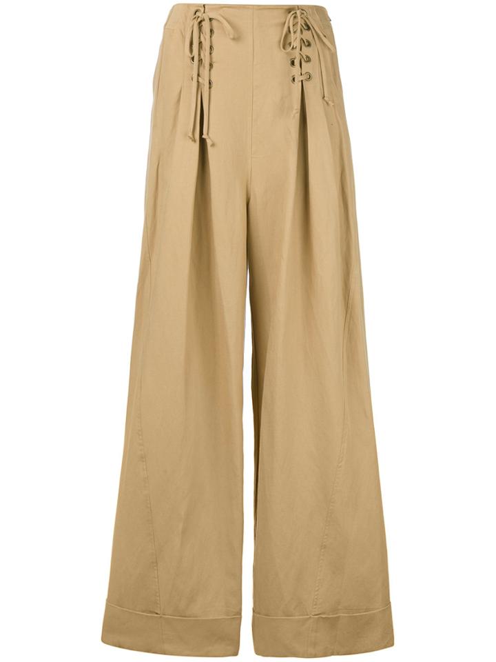 Ulla Johnson Lace-up Flared Trousers - Nude & Neutrals