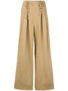 Ulla Johnson Lace-up Flared Trousers - Nude & Neutrals