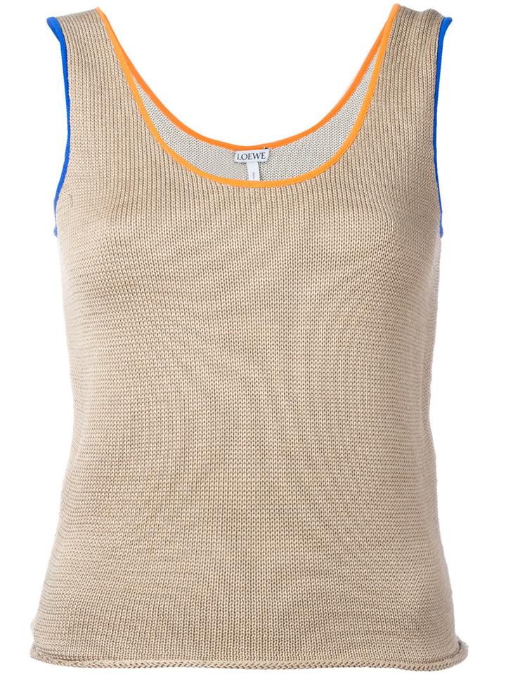 Loewe Contrast Trim Knitted Vest, Women's, Size: Xs, Nude/neutrals, Silk/polyamide