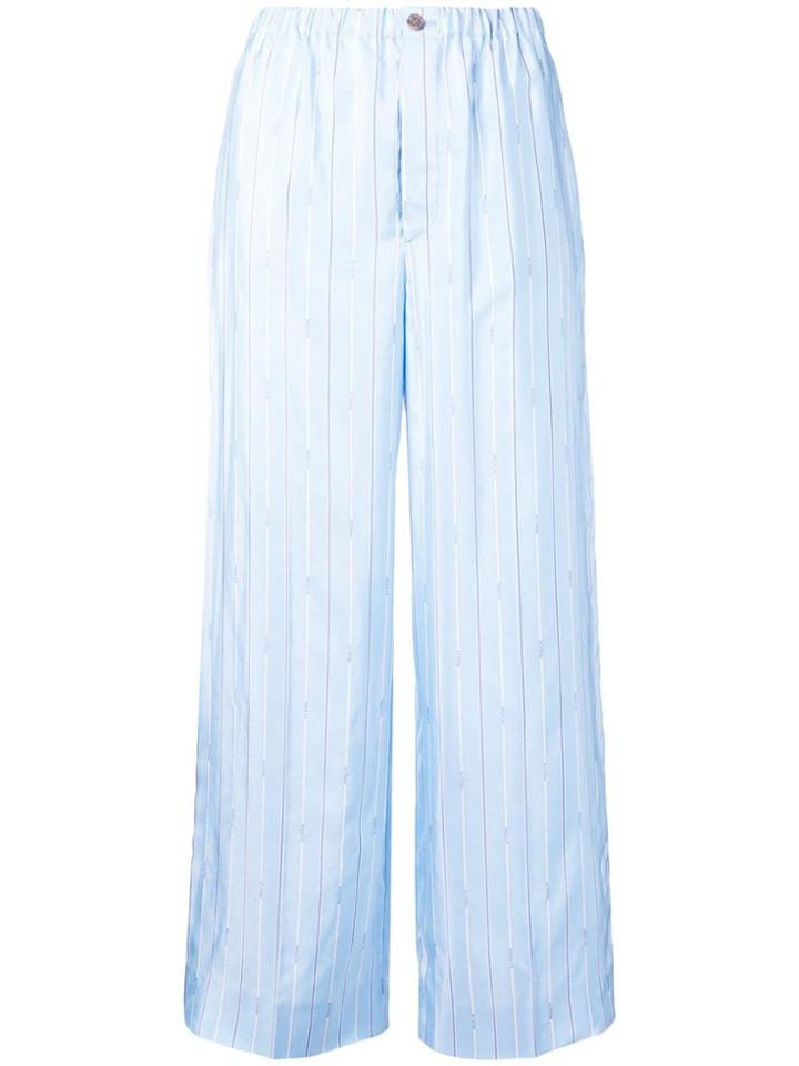 Prada Wide-leg Logo Stripe Trousers - Blue