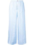 Prada Wide-leg Logo Stripe Trousers - Blue