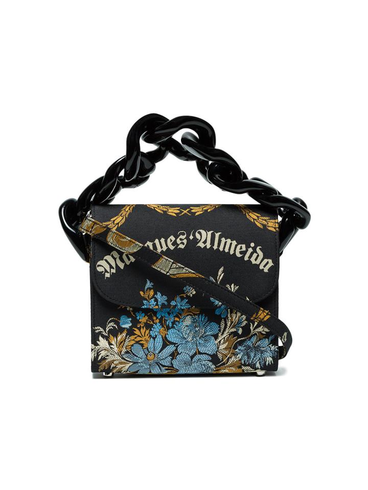 Marques'almeida Floral Pattern Jacquard Chain Bag - Black