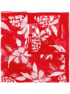 Saint Laurent Floral Pattern Scarf, Men's, Red, Cotton