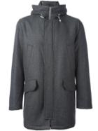 Eleventy Hooded Zip-up Coat, Men's, Size: Xxl, Grey, Polyester/viscose/cashmere/wool