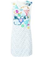 Peter Pilotto Floral Print Shift Dress, Women's, Size: 12, White, Viscose/acetate/spandex/elastane/polyester