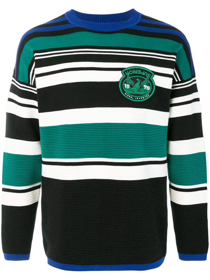 Diesel Patch Striped Jumper - Green