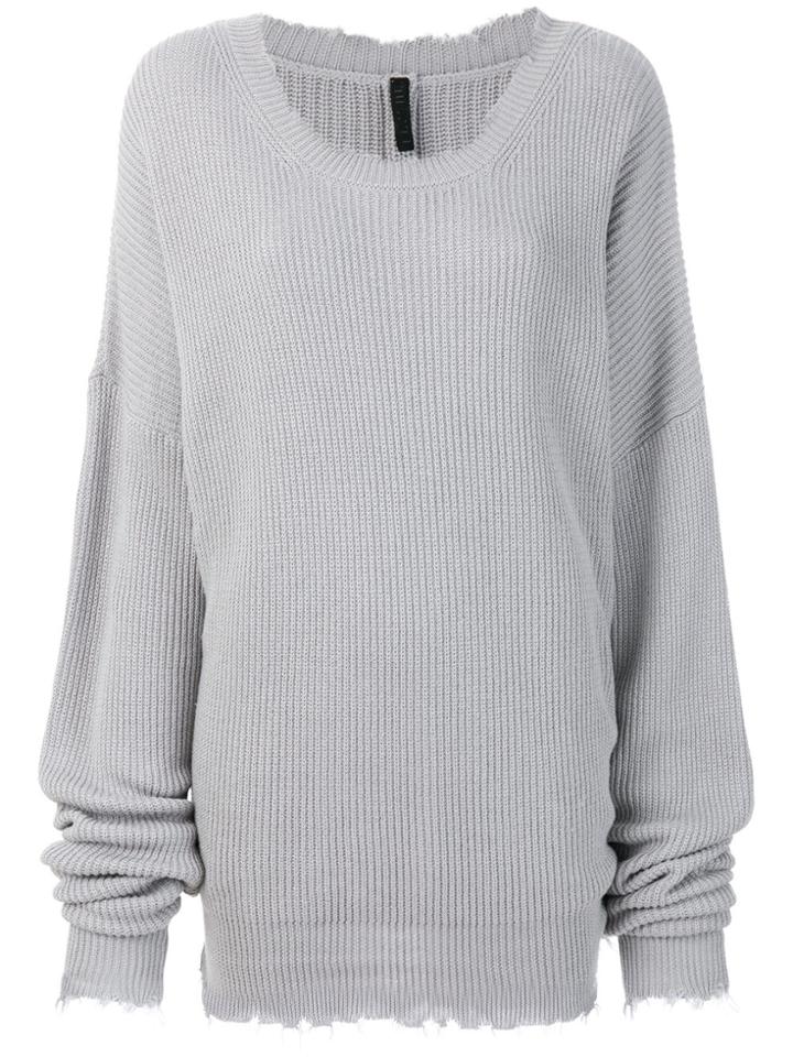 Unravel Project Frayed Rib Knit Sweater - Grey