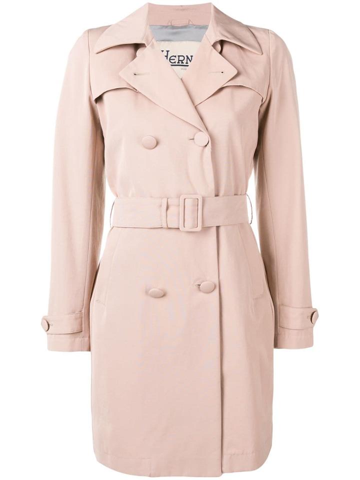 Herno Belted Double-breasted Coat - Pink