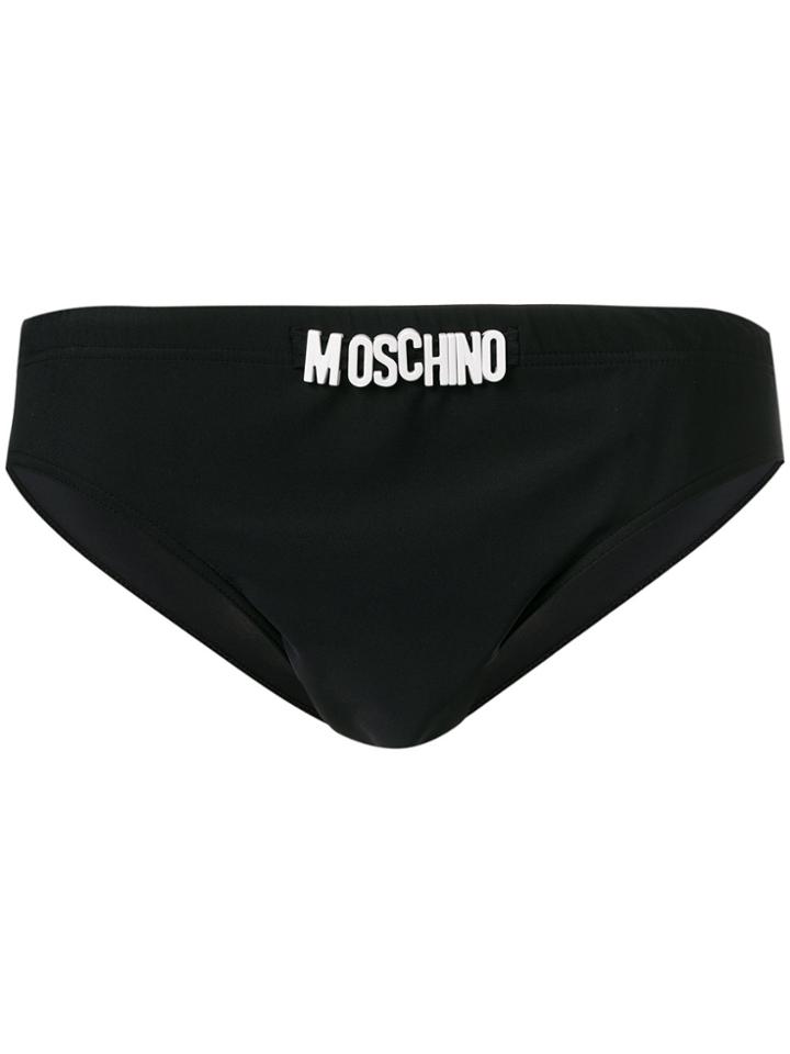 Moschino Logo Plaque Swimming Briefs - Black