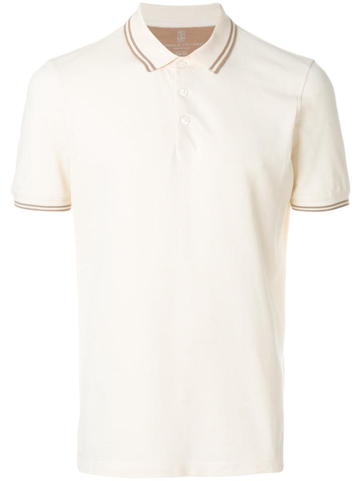 Brunello Cucinelli Contrast Trim Polo Shirt - Nude & Neutrals