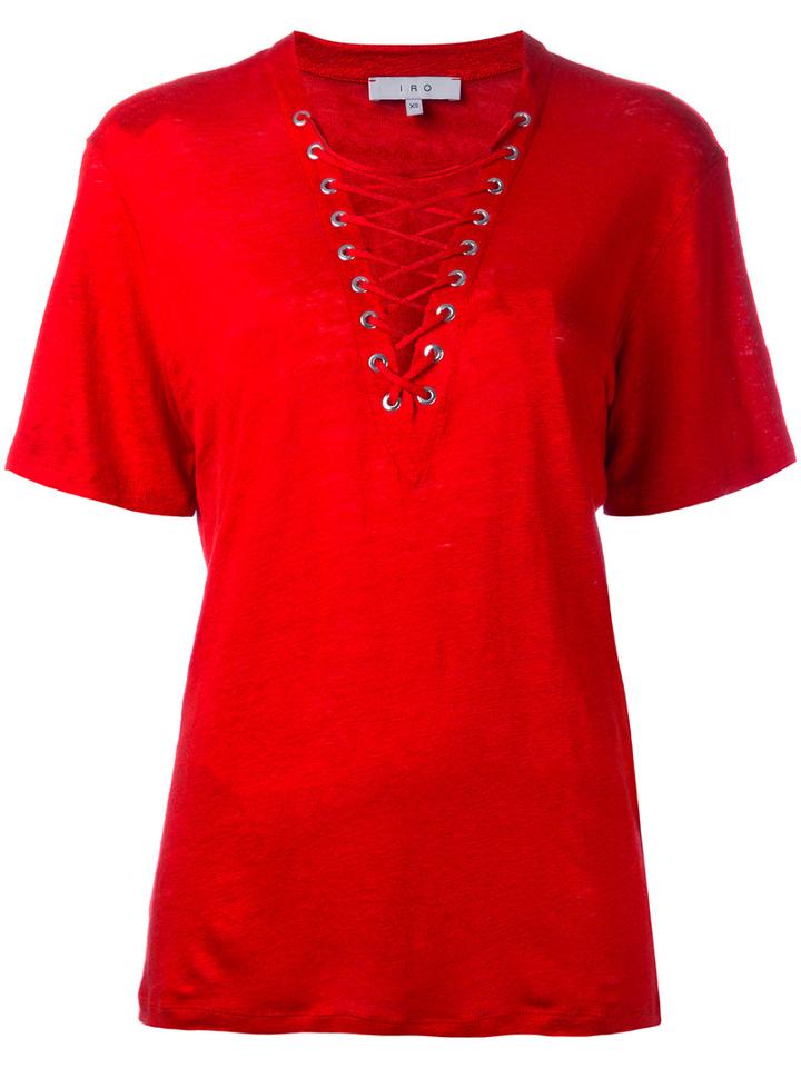 Iro Lace Up Neck Top, Women's, Size: Xs, Red, Linen/flax