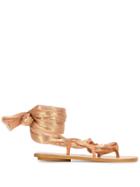 Forte Forte Wrap Tie Flat Sandals - Gold
