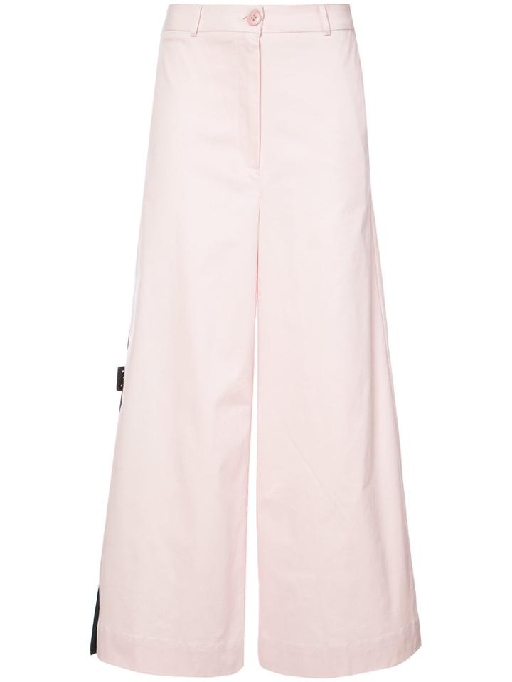 Balossa White Shirt Side Stripe Wide Leg Trousers - Pink & Purple