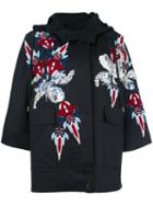 Antonio Marras Embroidered Floral Coat, Women's, Size: 36, Blue, Cotton/spandex/elastane/acetate/cotton