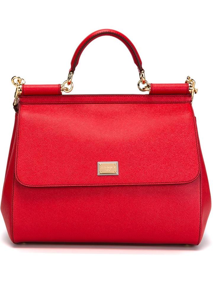Dolce & Gabbana Large 'sicily' Tote, Women's, Red, Calf Leather