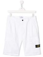 Stone Island Junior Teen Classic Cargo Shorts - White