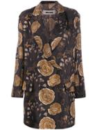 Uma Wang Rose Print Midi Coat - Brown