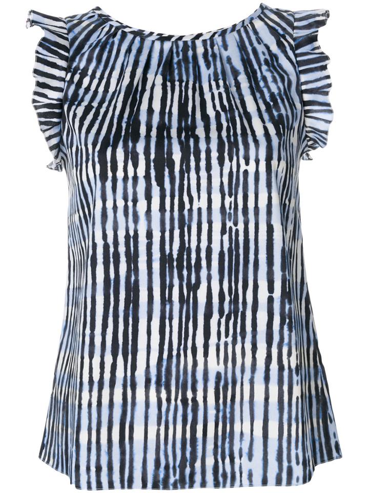 Goat Ruffle Trim Print Freud Top - Blue