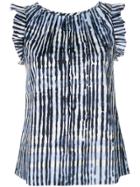 Goat Ruffle Trim Print Freud Top - Blue