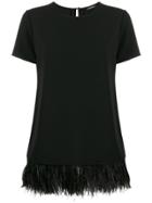 P.a.r.o.s.h. Short-sleeved Feather Hem Top - Black