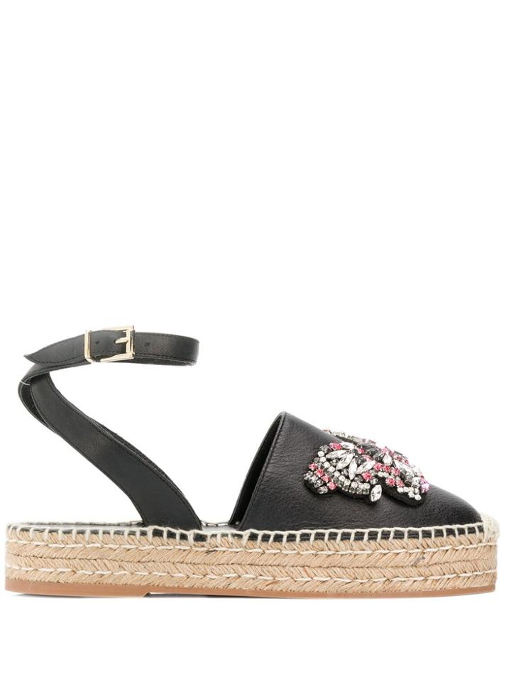 Twin-set Butterfly Embellished Espadrille Sandals - Black