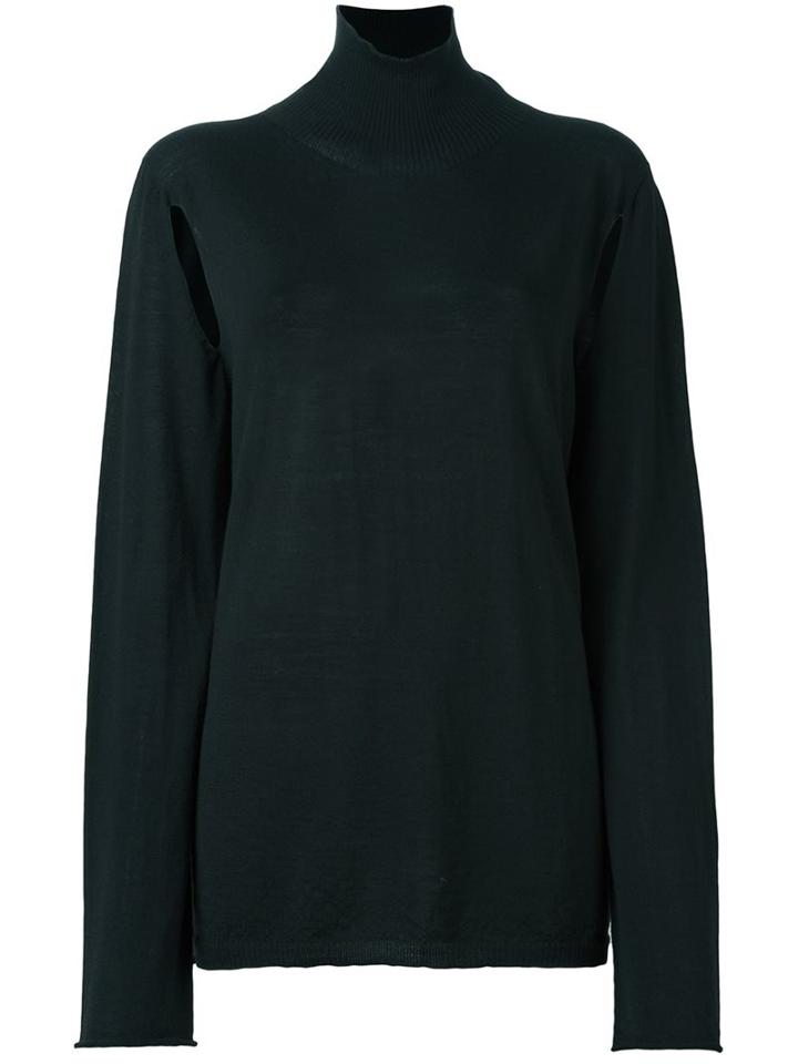 Rick Owens Slit Detailed Jumper, Women's, Size: Large, Black, Virgin Wool
