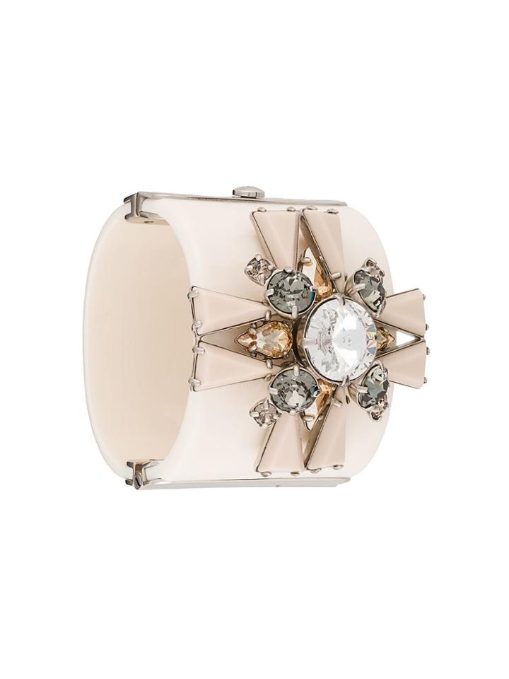 Chanel Vintage Jewel Embellished Cuff - White