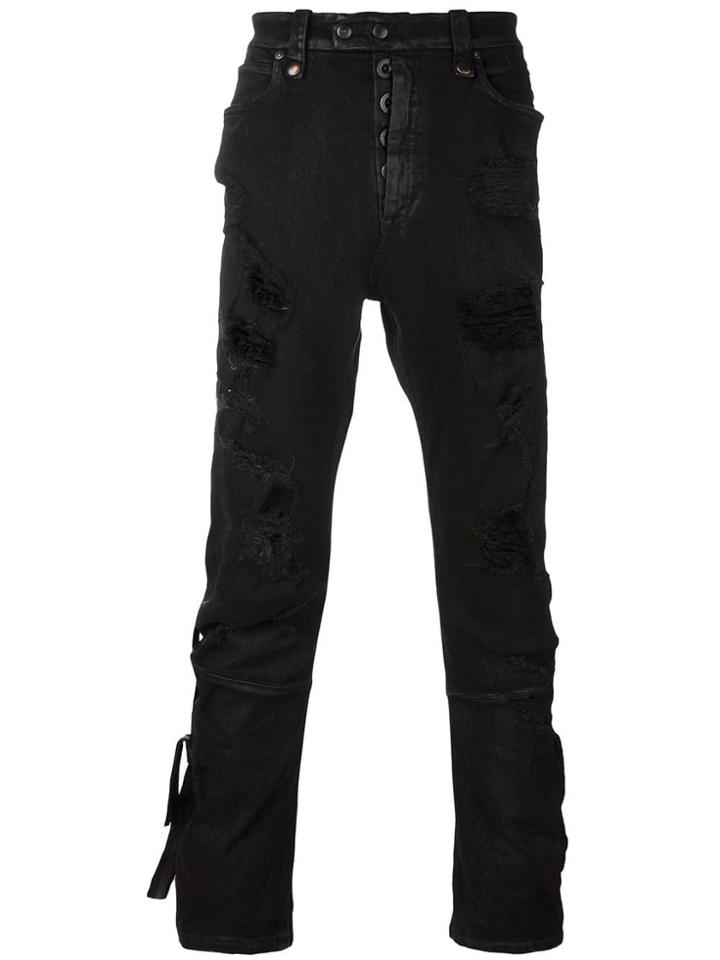 Unravel Project Destroyed Effect Skinny Jeans - Black
