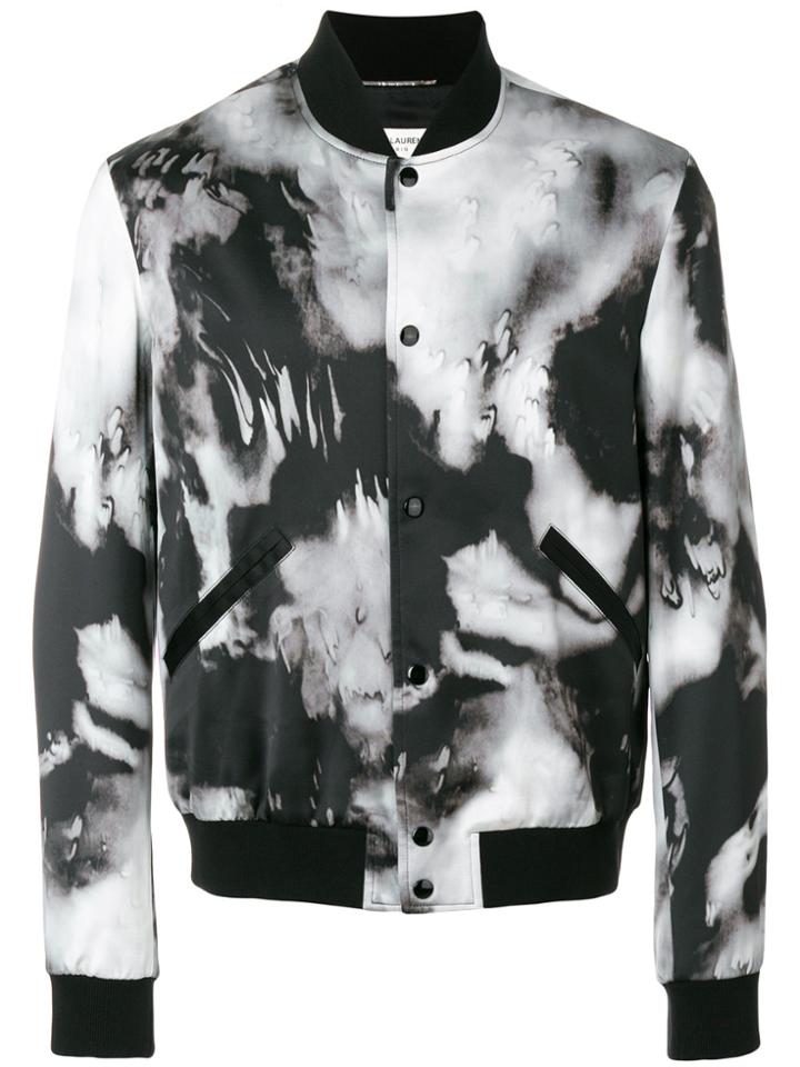 Saint Laurent Tie Dye Print Bomber Jacket - Black