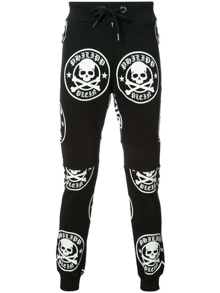Philipp Plein - White Skull Sweatpants - Men - Cotton/acetate - M, Black, Cotton/acetate